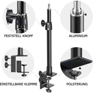 Tisch Klemme Stativ Halterung fr Webcam Hhenverstellbar Klemm Stnder Halterung