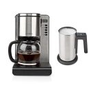 Kaffeemaschine mit Milchaufschäumer Set Edelstahl...