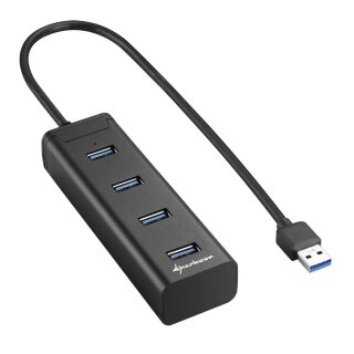 Sharkoon 4 Port USB 3.0 Aluminium Metall USB-Hub Highspeed Verteiler Erweiterung Weiche Pc