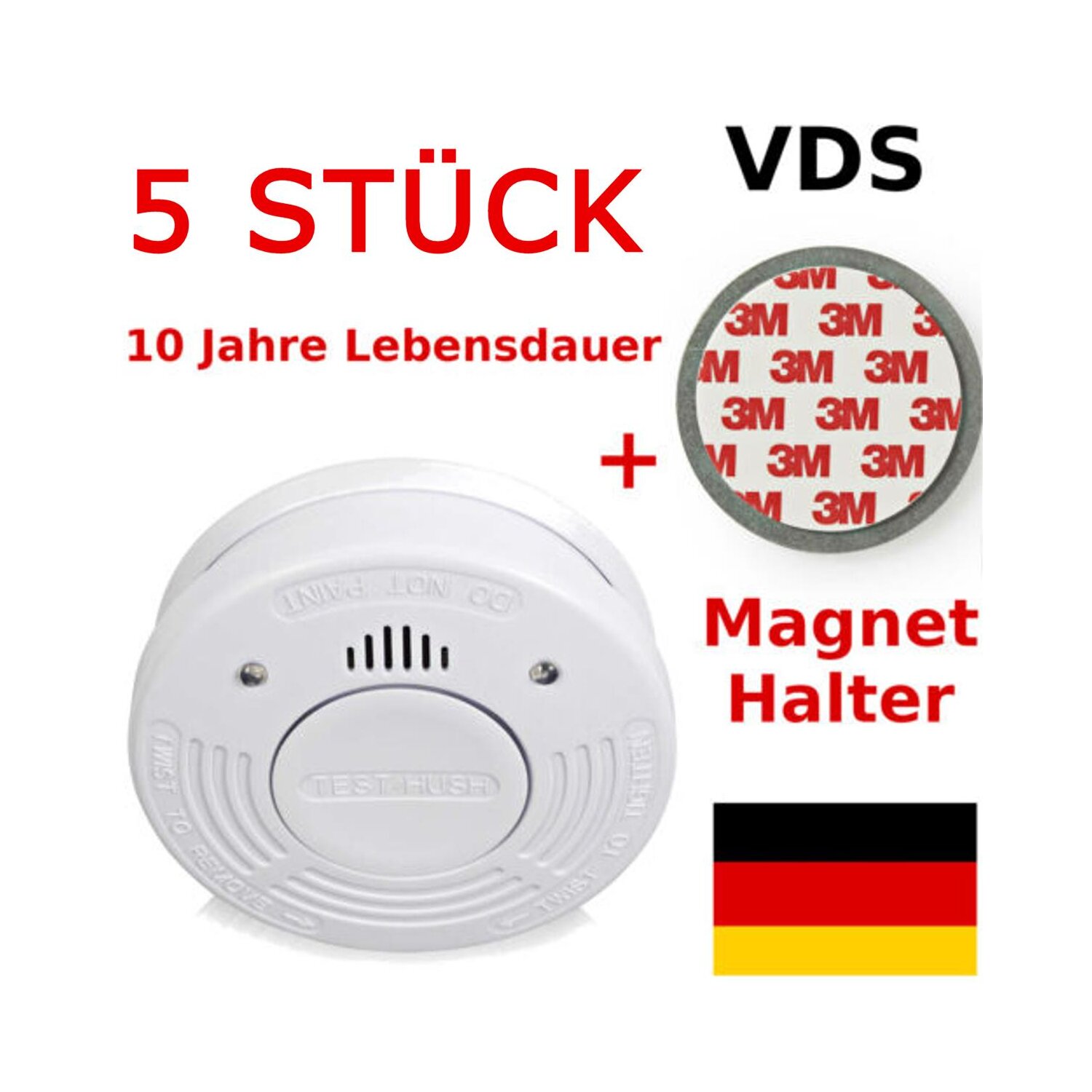 5 Stück 10 Jahre Rauchmelder mit VDS Feuermelder Sire, 129,00