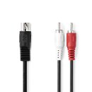 Audio-Kabel DIN 5-Pin Stecker 2x RCA Cinch Chinch Male Adapter 1m