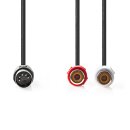 DIN-Audio-Kabel | DIN 5-Pin Stecker | 2x Cinch Buchse | Vernickelt | 0.20 m | Rund | PVC | Schwarz | Label