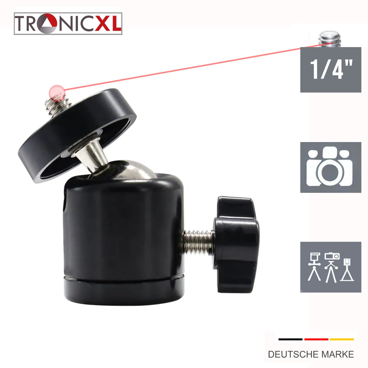 360° Kugelkopf Stativ Adapter 1/4