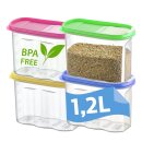 4 Stück Vorratsbehälter Schüttdose 1,2l Frischhaltedosen BPA FREI Schüttdosen Kunststoff Streudose