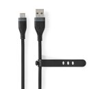 USB A zu USB C TYP TYPE Kabel 1,5m Silikon High End Smartphone Handy Pc schwarz