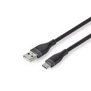 USB A zu USB C TYP TYPE Kabel 1,5m Silikon High End Smartphone Handy Pc schwarz