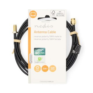 2m RP SMA Stecker Buchse Kabel Verlängerungskabel W-lan WiFi Antenne