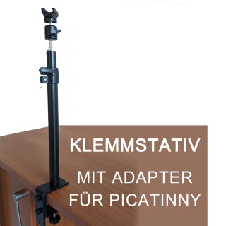 Klemm-stativ Halter für Picatinny Schiene I Tisch Halterung für Pica Tinny Schienen