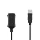 Aktive USB-Kabel | USB 2.0 | USB-A Stecker | USB-A Buchse | 480 Mbps | 5.00 m | Rund | Vernickelt | PVC | Kupfer | Label