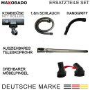 Premium Düse mit Rollen + Rohr + Handgriff + Schlauch kompatibel mit Miele Complete C3 S8 S8340 S8430 S8380 S8370 7863554 7863555 Bodendüse Düse Griff Teleskoprohr Staubsauger