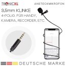 3,5mm Klinke Ansteckmikrofon Lavalier Ansteck Mikrofon für Smartphone Handy Kamera Camcorder Laptop I Interview Video Live-Streaming