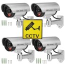 4x Dummy Cam Kamera attrappe mit blinkender LED CCTV Außen Outdoor Wand