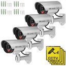 4x Dummy Cam Kamera attrappe mit blinkender LED CCTV Außen Outdoor Wand