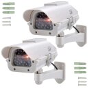 2x Dummy Premium Solar Überwachungs Kamera Attrappe Außen blinkende LED