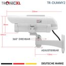 2x Dummy Premium Solar Überwachungs Kamera Attrappe Außen blinkende LED