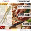 200 x 13,5cm Doppelspieße Fingerfood Spieße Catering Bambus Grill Cocktail Party Käse Picker Sticks Bambusspieß