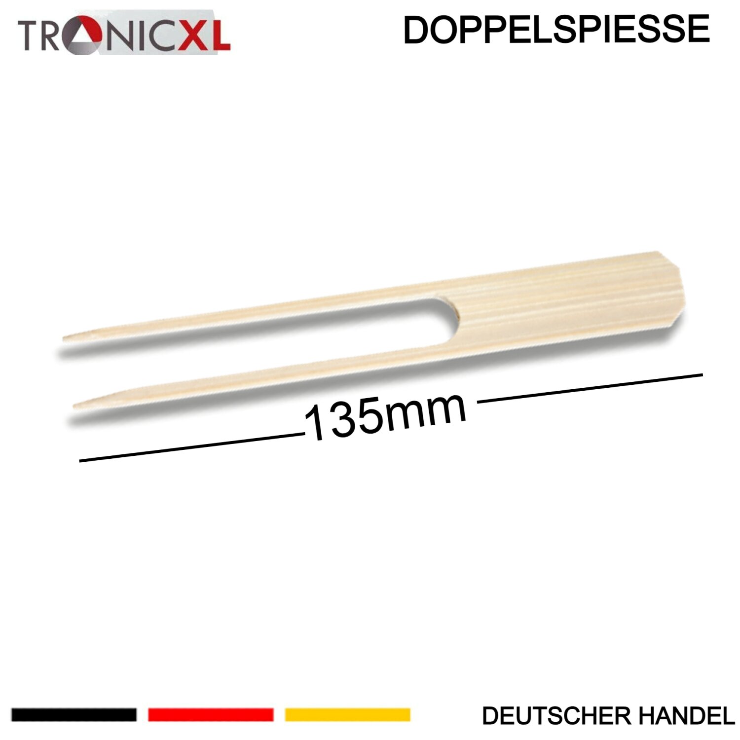 TronicXL Bambus Grillspieße 20 Stück - Doppelspieße 22 Cm Für Grillpartys