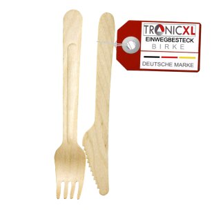 100 x Einweg Gabel + Messer Einwegbesteck Geschirr Besteck Holzmesser Camping Grillen BBQ