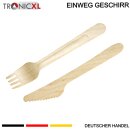 100 x Einweg Gabel + Messer Einwegbesteck Geschirr Besteck Holzmesser Camping Grillen BBQ