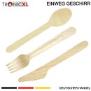 100 x Holzgeschirr Löffel Gabel Messer Camping Besteck Holz Geschirr BBQ Grillen