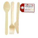 1000 x Holzgeschirr Set Löffel Gabel Messer Camping Besteck Holz Geschirr BBQ Grillen