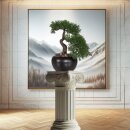 Kunstpflanze Deko Bonsai Zeder 25cm mit Topf Keramik künstlich klein Kunststoff