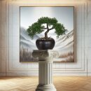 Kunstpflanze Deko Bonsai Zeder 26cm mit Topf Keramik...