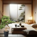 Große Kunstpflanze Deko Bonsai Steineibe Eibe 90x60cm mit Topf künstlich Kunststoff Dekoration
