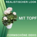 Kunstpflanze Geranie Geranienbusch mit Topf Melamin 34cm...