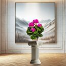 Kunstpflanze Geranie Geranienbusch mit Topf Zement 34cm Deko Busch