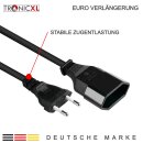 2m Euro Verlängerungskabel Verlängerung Stromkabel schwarz Kabel