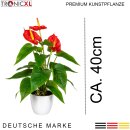 Kunstpflanze Anthurie mit Topf ca. 40cm Deko-Idee rot künstlich Pflanze