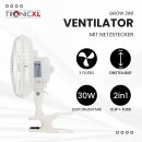 2 Stück 30W 230V Mini Grow Ventilator mit Clip Klemme und Standfuß I Mit Netzstecker I Clipventilator für Homebox Growbox Growschrank Secret Jardin GrowPro DiamondBox