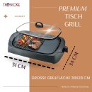 Elektro Tischgrill Grill mit Glas Deckel elektrisch 2 Zonen BBQ Elektrischer Tisch Grill