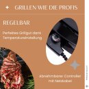 Elektro Tischgrill Grill mit Glas Deckel elektrisch 2 Zonen BBQ Elektrischer Tisch Grill