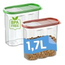 2x Vorratsbehälter Schüttdose 1,7l mit Klickverschluss Frischhaltedose BPA FREI Kunststoff Streudose