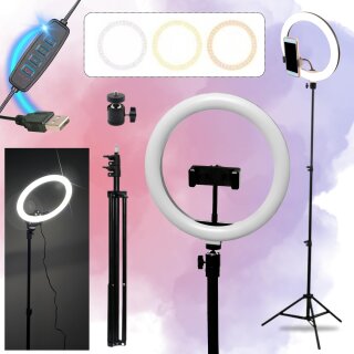 210cm Stativ + XXL Ringlicht Ring Light Smartphone Halterung für YouTube Video Streaming Smartphone TikTok Live-Streaming Fotografie Live