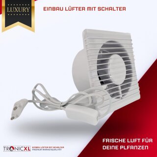 TronicXL Rohrventilator 125mm – Leiser Abluftlüfter Für Growbox, Zelt & Homebox