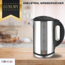 Edelstahl Wasserkocher 1,7L Inox Gehäuse - Automatische Abschaltung I 360° Basis I Kabellos silber Teekocher Babybrei I mit LED und Füllstandsanzeige