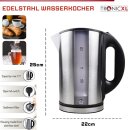 Edelstahl Wasserkocher 1,7L Inox Gehäuse - Automatische Abschaltung I 360° Basis I Kabellos silber Teekocher Babybrei I mit LED und Füllstandsanzeige