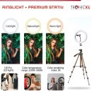 1,05m Premium Kamerastativ für Smartphone iPhone Stativ Tripod mit Ringlicht