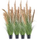 4x Kunstpflanze Deko Natur Schilfgras 110cm groß Kunstgras hoch Kunstgräser