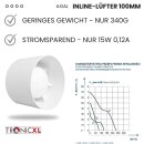 100mm Abluft Zuluft Grow Lüfter Inline Ventilator mit Kabel Stecker Schalter 230V für Steckdose Kanal Abluftventilator