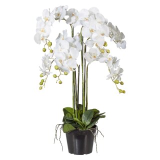 Große Kunstplanze hoch groß Phalaenopsis 90cm weiß Orchidee im Topf Deko Idee