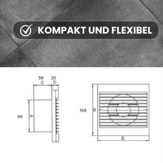 Badlüfter 100mm Mit Rückstauklappe – Leiser Ventilator Für Bad, Küche, Garage, 130 M³/h Leistung