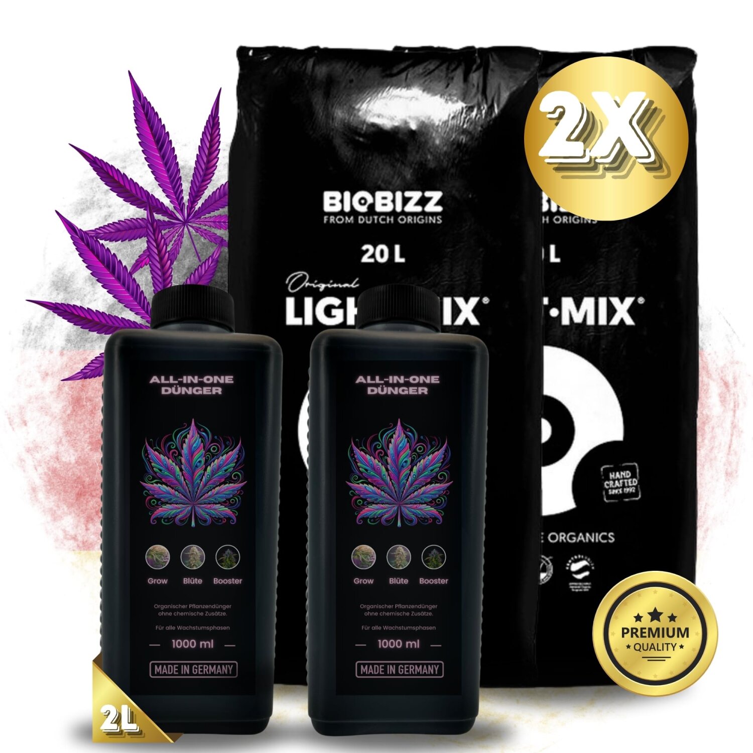 2 x Dnger All in One fr BioBizz + 2 Sack Light Mix Grow Erde fr An,  34,90