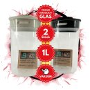 2x 1 Liter Grow Vakuum Kräuter Borosilikat Glas...