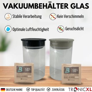 2x 1 Liter XXL Vakuum Kräuter Borosilikat Glas Aufbewahrung Vorratsgl, 29,90 €