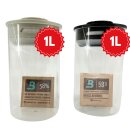2x 1 Liter XXL Vakuum Kräuter Borosilikat Glas Aufbewahrung Vorratsglas Ernte 1000ml luftdicht