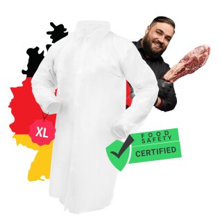 1000 Stück XL Einweg Vlies Mantel Vliesmantel Schutzanzug Besucherkittel für Besucher Produktion